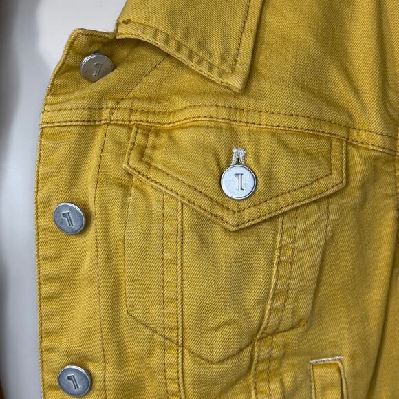 P.O.L Mustard Yellow Cropped Denim Jacket - Women’s Small - Excellent Condition - Picture 11 of 16